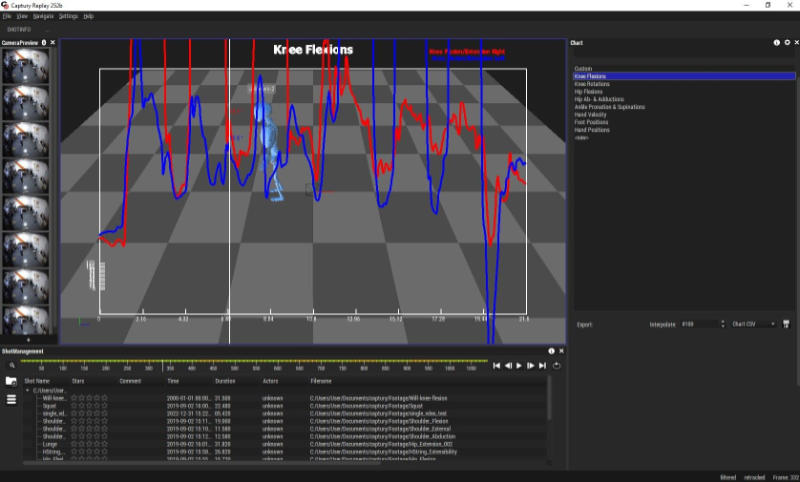 Captury Replay Software graphs